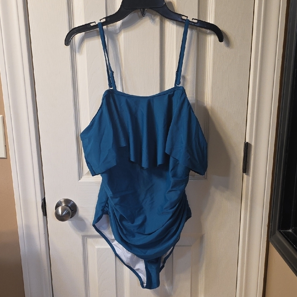 Blue Ruffled One-Piece Swimsuit